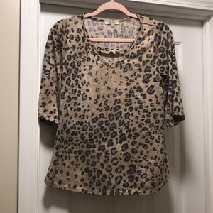 Boutique Cheetah Top with Keyhole Detail-WORN ONCE